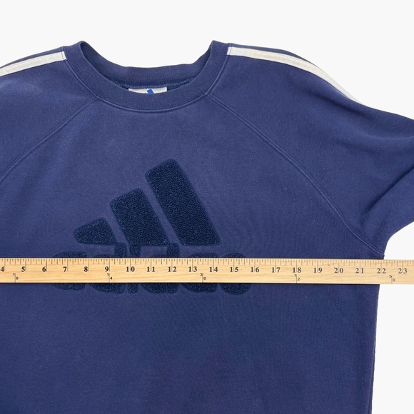 Vintage Adidas Terrycloth Front Logo Blue Wash Sweater - Picture 6 of 9